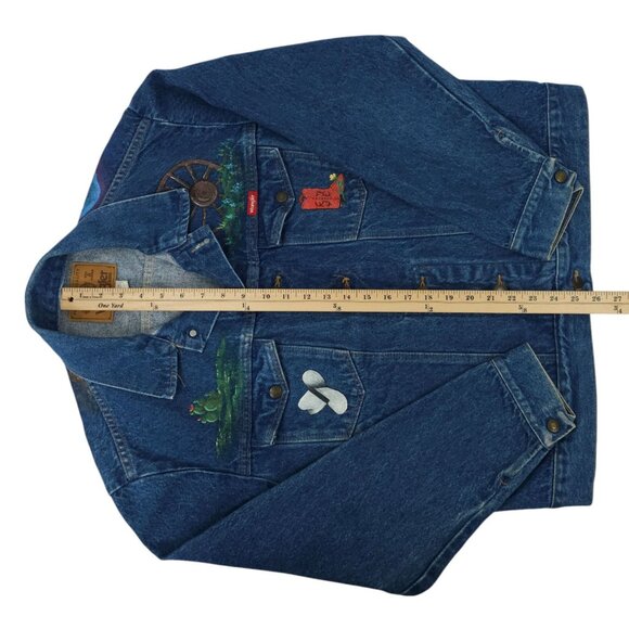 Wrangler Western Denim Jacket Womens Size L DIY Hand Painted Texas Cactus Boot - Picture 7 of 16